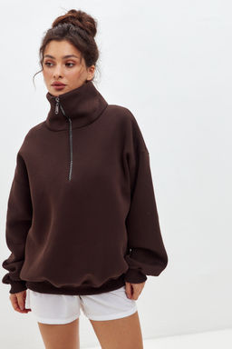 Толстовка женская из футера начес Комфорт шоколад макси