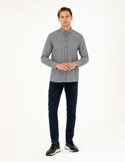Gri Regular Fit _izgili Uzun Kollu G_mlek - Pierre cardin фото 4