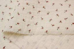 Муслин двухслойный с эф.жатости Россыпь мелких бутончиков цв.ванильно-абрикосовый, ш.1.4м, хл-100% - Купава фото 2