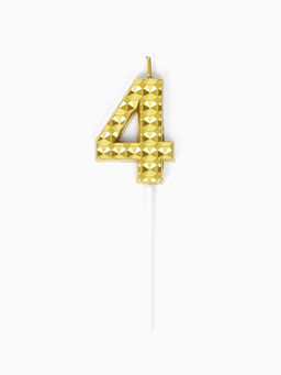 Цена за 3 шт. Свеча для торта «Элемент», цифра 4, золотая