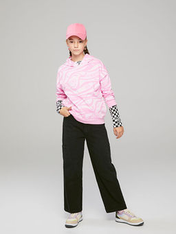 Kap??onlu Bask?l? Uzun Kollu K?z ?ocuk Sweatshirt - Waikiki фото 3