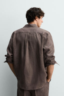 CAMISA REGULAR FIT 100% LINO / Marr?n vigor? - Zara фото 3