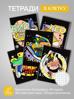 Набор предметных тетрадей Calligrata TOP «Кеды», 12 предметов, 48 листов, со справочным материалом, картонная обложка, глянцевая ламинация, блок офс�...