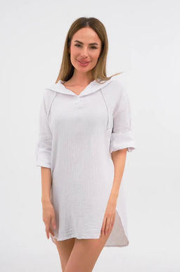 Женская хлопковая туника оверсайз из муслина Happy Fox  фото 2