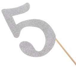 Цена за 6 шт. Топпер в торт 3, цвет серебро - Страна карнавалия фото 20