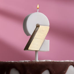 Свеча в торт Манхеттен, цифра 2, белая с золотом, 5 см