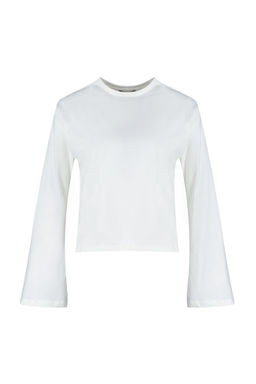 TRENDYOLMILLA Siyah Premium Ispanyol Kol Bisiklet Yaka Regular/Normal Kal?p Orme T-Shirt TWOAW24TS00008  фото 12