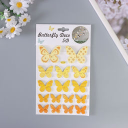 Наклейка интерьерная PVC Рой бабочек, жёлтая, 26?15.5 см