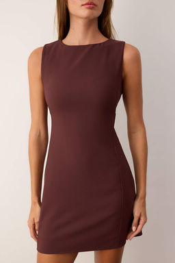 Kahverengi Duz A Kesim K?sa / Mini Dokuma Elbise TWOAW25EL00192