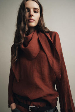 FLOWING BLOUSE WITH MULTI-POSITION SCARF DETAIL ZW COLLECTION - Zara фото 7
