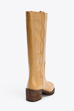 LEATHER TOPSTITCHED BOOTS - Zara фото 14