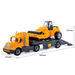 Автомобиль-трейлер + дорожный каток "Майк" (55729) в сеточке 84*21,5*32,5см, Полесье