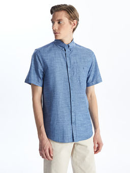 Regular Fit Keten Kar???ml? Erkek G?mlek