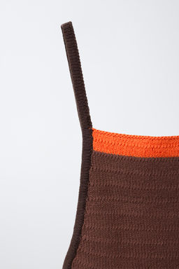 TOP PUNTO CROCHET RAYA CONTRASTE / Marr?n - Zara фото 4