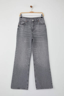 Gri Yuksek Bel Genis Paca Wide Leg Palazzo Jeans TWOAW26JE00066 - Trendyolmilla фото 5