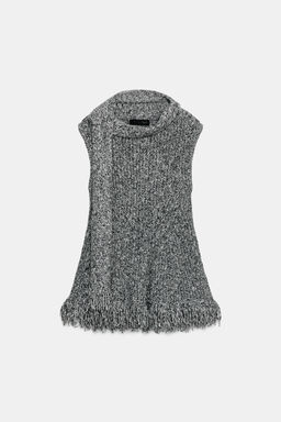 KNIT TOP WITH SCARF AND FRINGED HEM - Zara фото 2