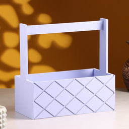 Кашпо деревянное Эллада большая, сетка, с ручкой, 2512,510(25) см Лавандовый