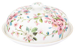 Блинница 23*23*9,5 см "Яблоневый цвет на белом" фарфор NEW BONE CHINA