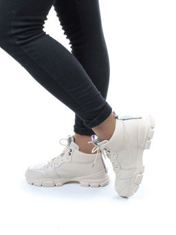 01-REN8-CAX-4-1 BEIGE Ботинки демисезонные женские (натуральная кожа, байка) - Фабричный китай фото 4