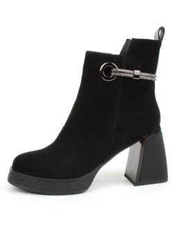 04-M3-837 BLACK Ботильоны зимние женские (натуральная замша, натуральный мех)