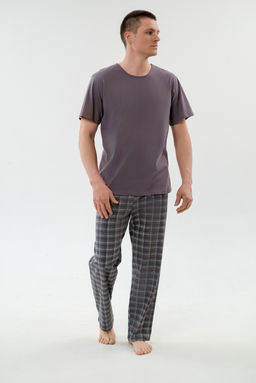 Пижама мужская из футболки с коротким рукавом и брюк из кулирки Генри асфальт - Амадэль фото 5