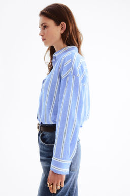 Camisa oversize en mezcla de lino - H&m фото 6