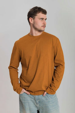 Лонгслив с круглым вырезом М126007к коричневый - Елена фото 2