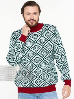 Джемпер мужской 5232-12362. 074/292/0703 белый/тайга/красный