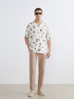 Regular Fit Resort Yaka Desenli Erkek G?mlek