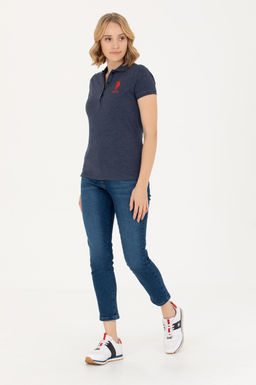 Женская темно-синяя базовая футболка с воротником-поло Неожиданная скидка в корзине - U.s. polo assn фото 11