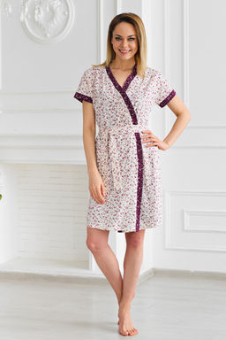 Пижама женская из пеньюара и сорочки из кулирки Эльза кремовый