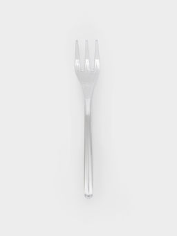 Цена за 30 шт. Вилка одноразовая для фуршета, набор 50 шт., 10 см, пластик, прозрачная