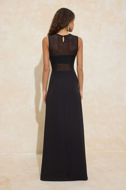 Siyah Duz Transparan Detayl? Maxi Abiye & Mezuniyet Elbise TPRSS26AE00022 - Trendyolmilla фото 4