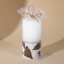 Свеча интерьерная, белая с бетоном и поталью, столбик, 10×5 см