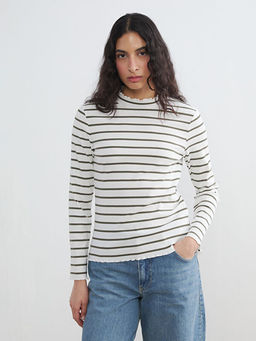 F?rf?rl? Dik Yaka ?izgili Kad?n Body