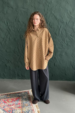 Рубашка женская HUG077/11/Бежевый, черный