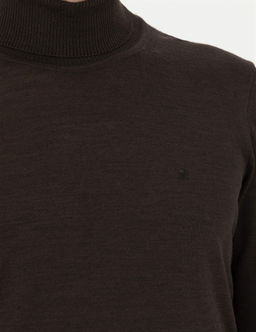 Kahverengi Slim Fit Bal_k__ Yaka Y_n Kar___ml_ Basic Triko Kazak - Pierre cardin фото 7