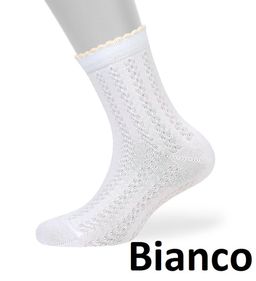 OMSA kids Calzino 22A03 ажурная косичка и цветочки - bianco