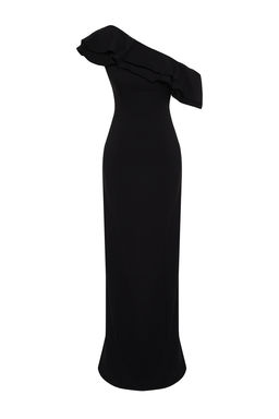 Siyah Vucudu Saran Volanl? Dokuma S?k Abiye UzunElbise TPRSS24AE00066 - Trendyolmilla фото 8