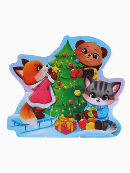 Макси-пазлы, новогодний набор игрушек, 10 деталей, с резиновой уточкой для купания