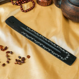 Цена за 3 шт. Подставка под благовония «Белая роспись цветами», 0.5×3.5×26 см, дерево