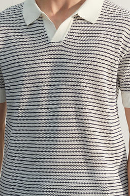 Lacivert Relaxed K?sa Kol Polo Yaka Triko T-shirt TMNSS23PO00026