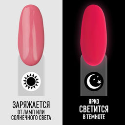 Гель лак для ногтей, люминесцентный, трехфазный, 8 мл, LED/UV, розовый (33)