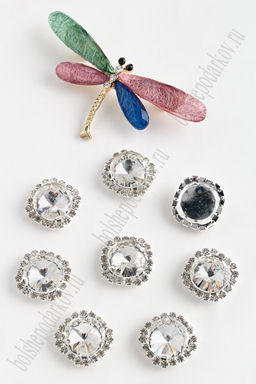 Стразы пришивные в серебряной оправе 18 мм "Круг" (5 шт) SF-2051, серебро №1