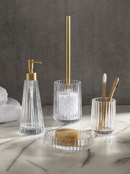 Диспенсер для жидкого мыла 300мл прозрачный стекло, АБС пластик