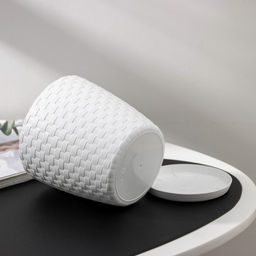 Цена за 3 шт. Горшок для цветов с поддоном «Ротанг», 1.2 л, d=13 см, h=12 см, пластиковый, белый