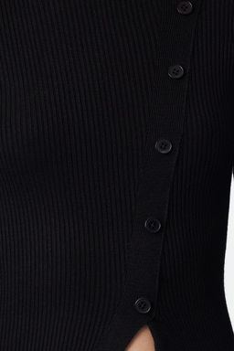 TRENDYOLMILLA Siyah Premium Iplik/Ozel Iplik Dugmeli Triko Kazak TWOAW25KZ00269