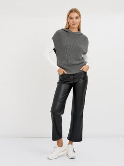 джемпер женский серый без рукавов и с капюшоном - Glenfield фото 2