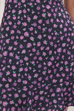 Mor Cicekli A Kesim F?rf?rl? Mini Dokuma Elbise TWOSS22EL1485