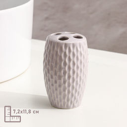 Набор для ванной Доляна Рельеф,4пр.(дозатор - 300мл., мыльница, 2 стакана) керамика арт. 3025947 - Полимербыт фото 4